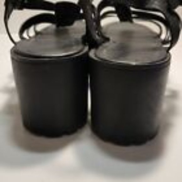 Black Gladiator Chunky Lug Sole Platform Ankle Strap Open Toe Sandal Size 10 - Picture 4 of 10